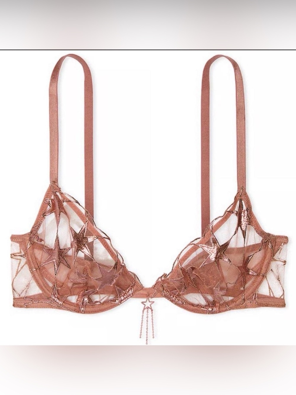 Victoria's Secret Stardust Embroidery Unlined
Low-Cut Demi Bra in rose gold
NWT